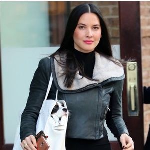 BCBG genuine Leather & Shearling 'Viggo' Moto Jacket - M